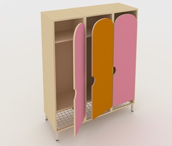 Распашной шкаф ШГС3 Беж + Розовый + Оранжевый в Артеме