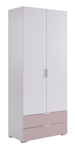 Шкаф двухдверный с ящиками Зефир 108.01 (белое дерево/пудра розовая (эмаль)) в Находке