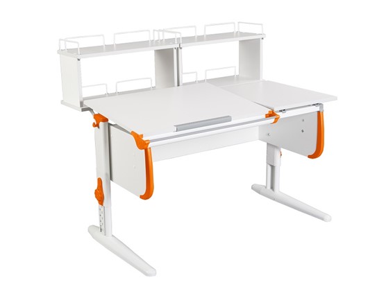 Растущий стол 1/75-40 (СУТ.25) + Polka_zz 1/600 (2 шт.)  белый/белый/Оранжевый во Владивостоке - изображение
