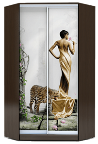 Шкаф угловой 2300х1103, ХИТ У-23-4-77-03, Девушка с леопардом, венге во Владивостоке