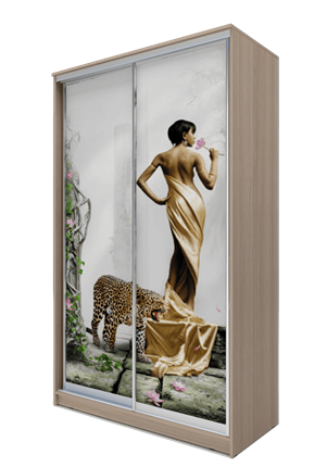 Шкаф 2300х1200х620, Девушка с леопардом ХИТ 23-12-77-03 Ясень Шимо Светлый во Владивостоке - изображение
