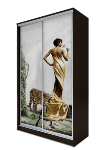 Шкаф 2-х дверный 2200х1200х420, Девушка с леопардом ХИТ 22-4-12-77-03 Венге Аруба во Владивостоке