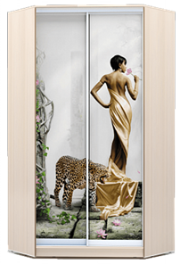 Шкаф угловой 2200х1103, ХИТ У-22-4-77-03, Девушка с леопардом, дуб млечный во Владивостоке