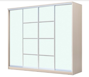 Шкаф 4-х дверный ХИТ 23-24/2-8888, с матовым стеклом, разделительные планки х2, Дуб млечный в Находке