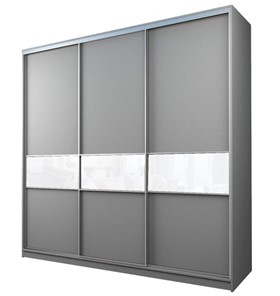 Шкаф 3-х дверный MAX МШ-27-6-24-999, Профиль Серебро/Цвет Серый/с белой пленкой Oracal во Владивостоке