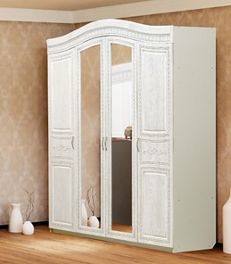 Шкаф четырехдверный Франческа с зеркалами, ясень анкор светлый/дуб шервуд в Артеме
