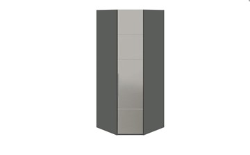 Распашной шкаф угловой Наоми с зеркальной правой дверью, цвет Фон серый, Джут СМ-208.07.07 R в Уссурийске