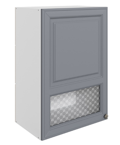 Навесной кухонный шкаф Мишель L500 H720 (1 дв. окош.) эмаль (белый/серый) во Владивостоке