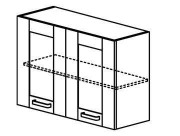Шкаф кухонный Квадро настенный двухдверный с полкой со вставкой из стекла 718*800*320мм во Владивостоке