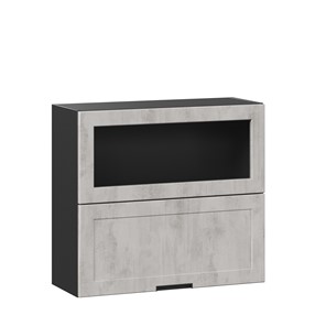 Навесной кухонный шкаф 800 горизонтальный с 2 складными дверями Джамис ЛД 296.980.000.084, Чёрный/Белый камень во Владивостоке