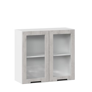Шкаф кухонный 800 со стеклом Джамис ЛД 296.360.000.023, Белый/Белый камень во Владивостоке