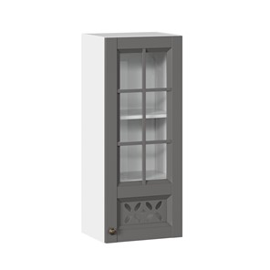 Кухонный шкаф Амели-3 400 высокий со стеклом ЛД 299.420.000.040, Белый/Оникс серый во Владивостоке