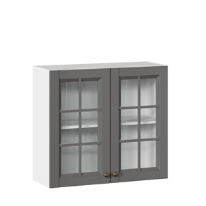 Шкаф кухонный Амели-3 800 со стеклом ЛД 299.360.000.034, Белый/Оникс серый во Владивостоке