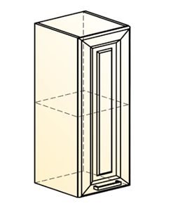Кухонный навесной шкаф Атланта L300 Н720 (1 дв. гл.) эмаль (белый/белый глянец патина золото) во Владивостоке - предосмотр 1