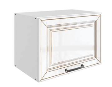 Кухонный шкаф Атланта L500 Н360 (1 дв. гл.) эмаль (белый/белый глянец патина золото) во Владивостоке