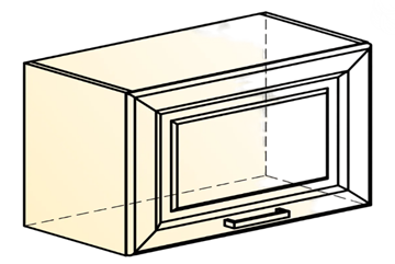 Кухонный шкаф Атланта L600 Н360 (1 дв. гл.) эмаль (белый/белый глянец патина золото) во Владивостоке - предосмотр 1