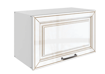 Кухонный шкаф Атланта L600 Н360 (1 дв. гл.) эмаль (белый/белый глянец патина золото) в Находке