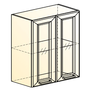 Кухонный навесной шкаф Атланта L600 Н720 (2 дв. рам.) эмаль (белый/белый глянец патина золото) во Владивостоке - предосмотр 1