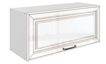 Кухонный шкаф Атланта L800 Н360 (1 дв. гл.) эмаль (белый/белый глянец патина золото) в Находке