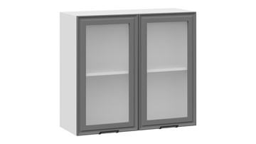Навесной шкаф Белладжио 1В8С (Белый, Софт графит) в Артеме