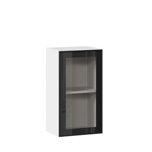 Шкаф на кухню со стеклом 400 Индиго ЛД 298.320.000.102, Белый/Чёрный во Владивостоке