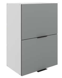 Кухонный навесной шкаф Стоун L500 Н720 (2 дв. гл.гориз.) (белый/оникс софттач) во Владивостоке