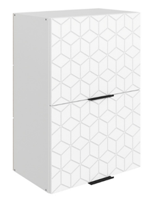 Кухонный навесной шкаф Стоун L500 Н720 (2 дв. гл.гориз.) с фрезировкой (белый/джелато софттач) во Владивостоке