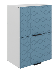 Кухонный шкаф Стоун L500 Н720 (2 дв. гл.гориз.) с фрезировкой (белый/изумруд софттач) во Владивостоке