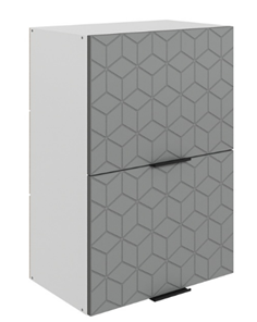 Шкаф кухонный Стоун L500 Н720 (2 дв. гл.гориз.) с фрезировкой (белый/оникс софттач) во Владивостоке