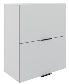 Кухонный шкаф Стоун L600 Н720 (2 дв. гл. гориз.) (белый/лайт грей софттач) во Владивостоке