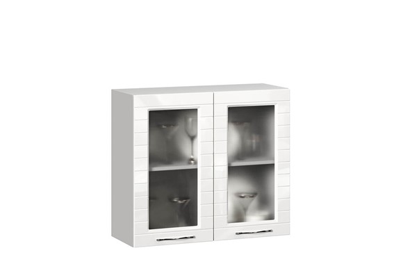 Кухонный шкаф Анастасия 800 стекло 006.561.000 белый глянец во Владивостоке - изображение