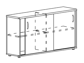 Шкаф-купе низкий Albero, для 2-х столов 60 (124,4х36,4х75,6) в Уссурийске