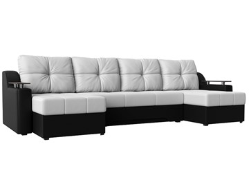 П-образный диван Сенатор, Белый/Черный (Экокожа) боннель в Артеме