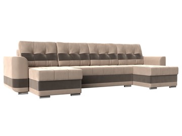 П-образный диван Честер, Бежевый/коричневый (велюр) в Артеме