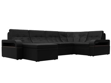 П-образный диван Лига-035, Черный (Экокожа) в Уссурийске