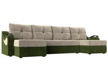 П-образный диван Меркурий П, Бежевый/зеленый (вельвет) во Владивостоке