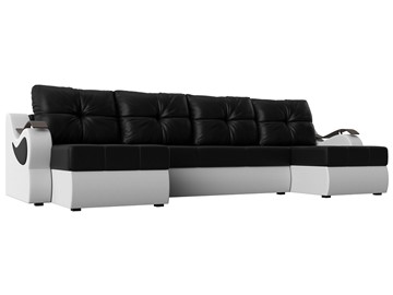 П-образный диван Меркурий П, Черный/белый (экокожа) в Артеме