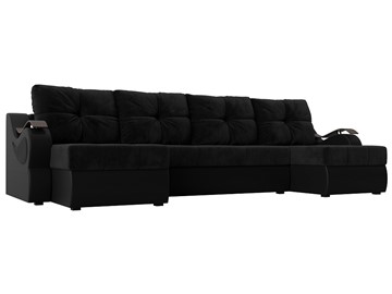 П-образный диван Меркурий П, Черный\Черный (Велюр\Экокожа) в Находке