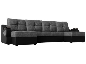 П-образный диван Меркурий П, Серый/черный (рогожка/экокожа) в Уссурийске