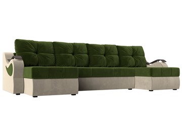 П-образный диван Меркурий П, Зеленый/бежевый (вельвет) в Артеме