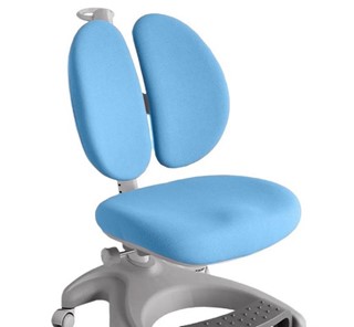 Детский стул FunDesk Solerte Grey с подставкой для ног + чехол для кресла (ткань голубая) в Артеме