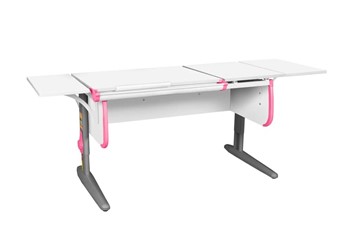 Растущий стол Дэми 1/75-40 (СУТ.25) + Polka_b 1/550 (2 шт.) белый/серый/розовый во Владивостоке
