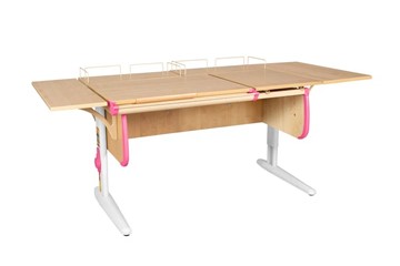 Растущий стол Дэми 1/75-40 (СУТ.25) + Polka_z 1/600 (2 шт.) + Polka_b 1/550 (2 шт.) бежевый/белый/розовый в Артеме