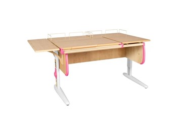Растущий стол Дэми 1/75-40 (СУТ.25) + Polka_z 1/600 (2 шт.) + Polka_b 1/550 бежевый/белый/розовый во Владивостоке