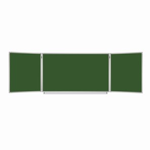 Доска для мела магнитная 3-х элементная 100х150/300 см, 5 рабочих поверхностей, зеленая, BRAUBERG, 231707 в Уссурийске
