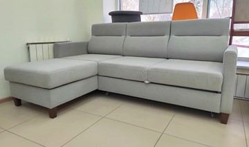 Угловой диван с оттоманкой Марсель Luma 13 серый велюр в Уссурийске