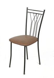 Кухонный стул Премьер СРП-097 Эмаль черная, экотекс коричневый во Владивостоке - предосмотр