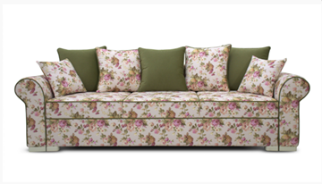 Прямой диван Ameli (Arcadia rose+shaggy green+glance bone) в Находке