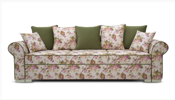 Прямой диван Ameli (Arcadia rose+shaggy green+glance bone) во Владивостоке - изображение