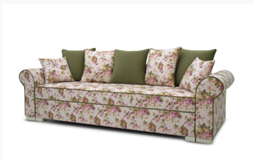 Прямой диван Ameli (Arcadia rose+shaggy green+glance bone) во Владивостоке - предосмотр 1
